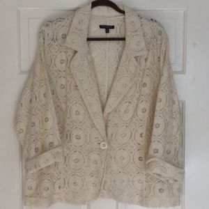 Womens Plus Ecru Lace Blazer